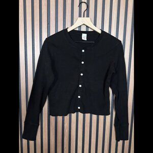 RE/DONE x Hanes Top Medium Womens Black Button Front Long Sleeve 100% Cotton